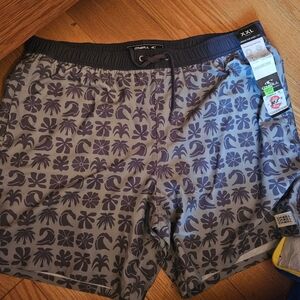 O'Neill Men's Swim Shorts - Black and Gray Tropical Print